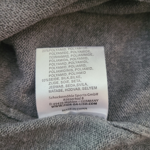 FIOR DA LISO Gray Equestrian V-neck Button Henley Long Sleeve COTTON Sweater XL - Picture 3 of 10